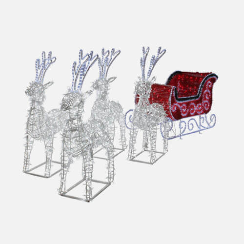 Commercial sleigh & reindeer decoration