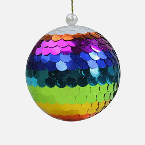 Rainbow mirror ball ornaments