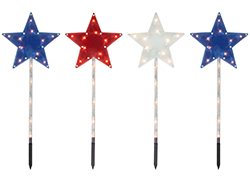 red, white & blue star pathway marker stake lights